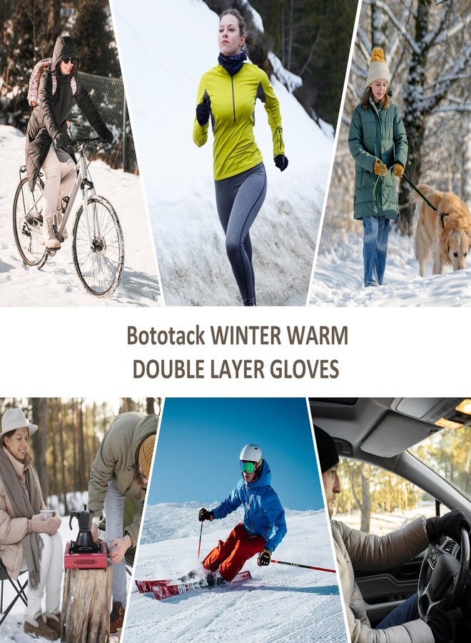 Bototack Women's Winter Warm Gloves for Cold Weather Thermal Thick Knited Touch Screen Gloves for Running Driving (Pink) - Image 5